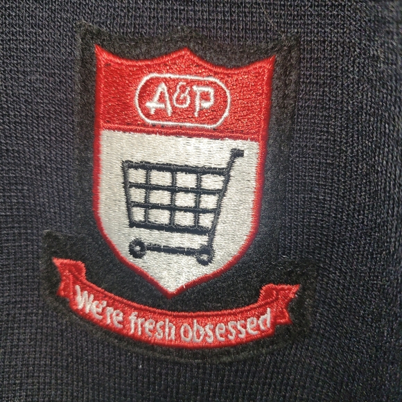 Vintage A&P Fresh Obsessed Varsity Cardigan Retail Workwear Large - Picture 7 of 7